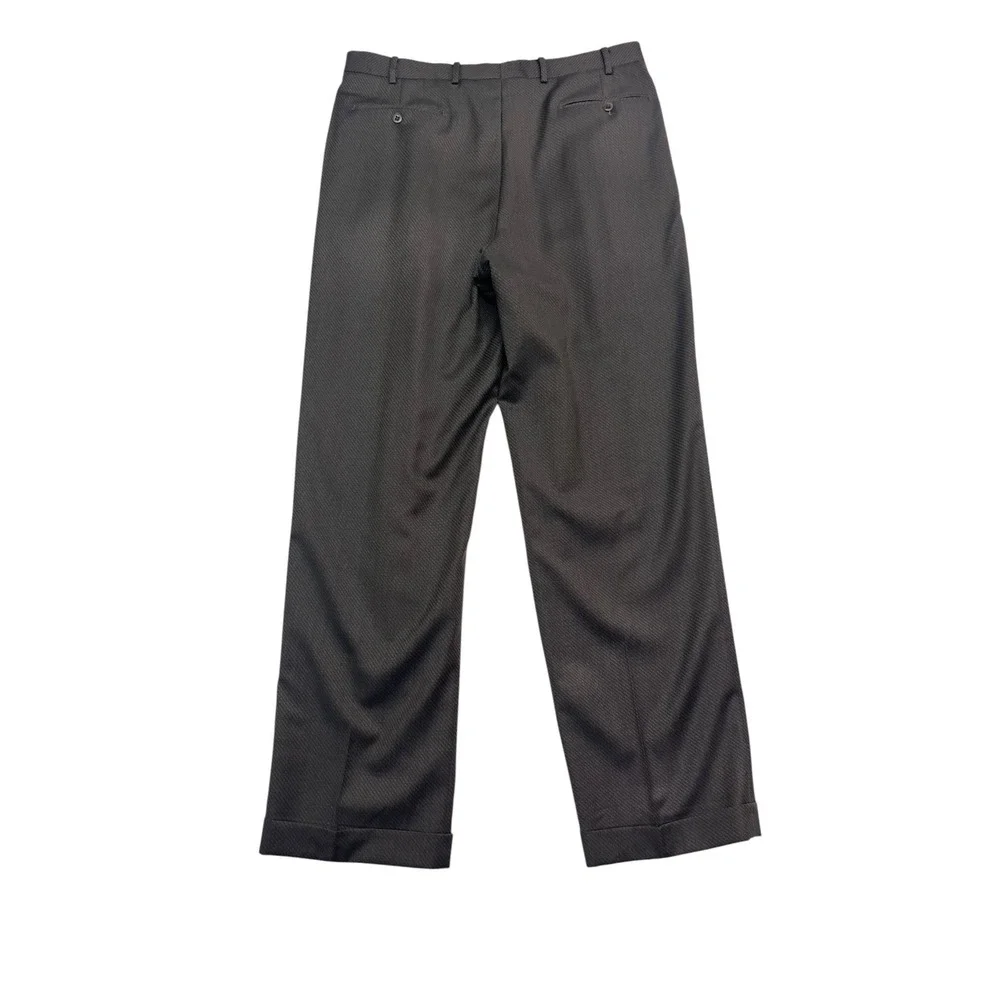 Zanella Italy 36x34 Charcoal Pants Austin Pleated High Waisted Wool Wide Leg